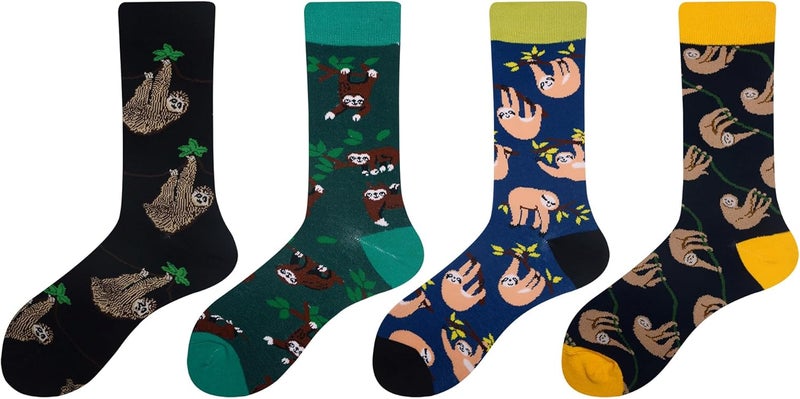 Cansok Men's 2/4 Packs Fun Crazy Novelty Dress Crew Socks - Image 2